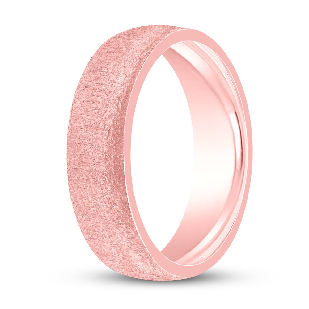 Men\'s Burr Satin Wedding Band 14K Rose Gold 6mm 7Ezh26OH