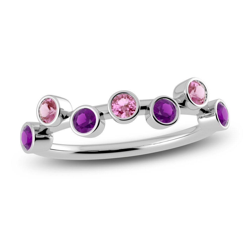 Juliette Maison Natural Pink Tourmaline & Natural Amethyst Ring 10K White Gold 7Fau3BpC