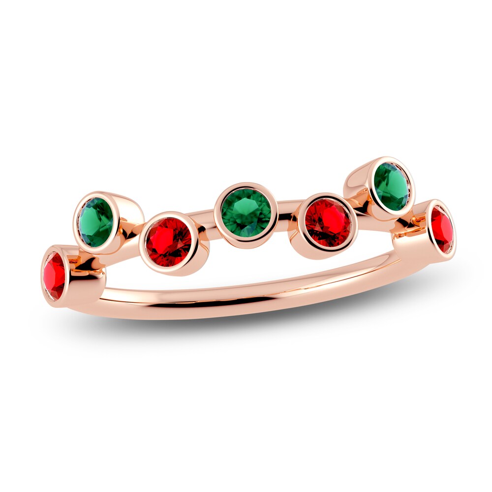 Juliette Maison Natural Emerald & Natural Ruby Ring 10K Rose Gold 7KdUw1DQ