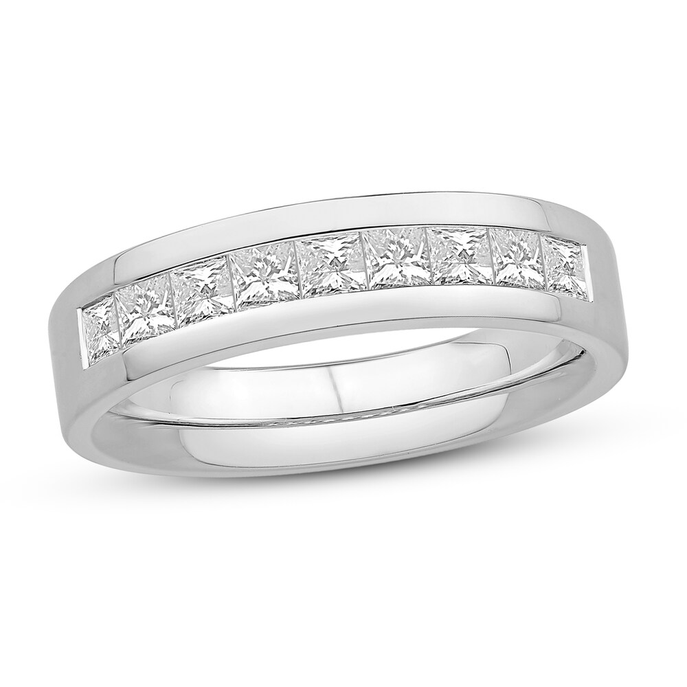 Men\'s Diamond Wedding Band 1 ct tw Square 14K White Gold 7MYEAosI