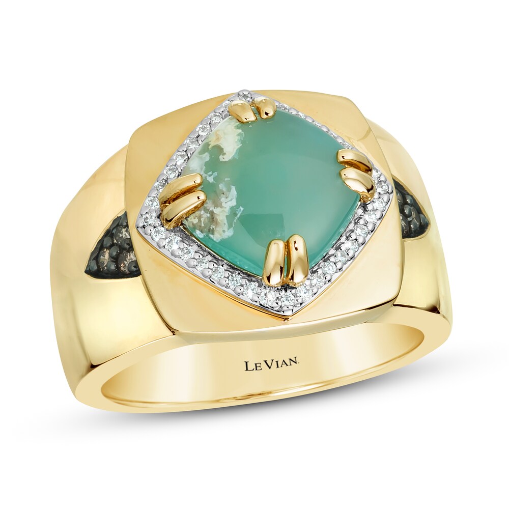 Le Vian Men's Natural Aquaprase Ring 1/5 ct tw Diamonds 14K Honey Gold 7TF93LgV