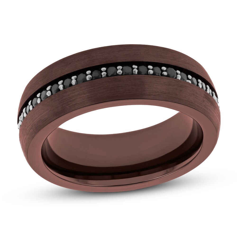 Men's Black Sapphire Wedding Band Brown Tungsten Carbide 7Yruquac