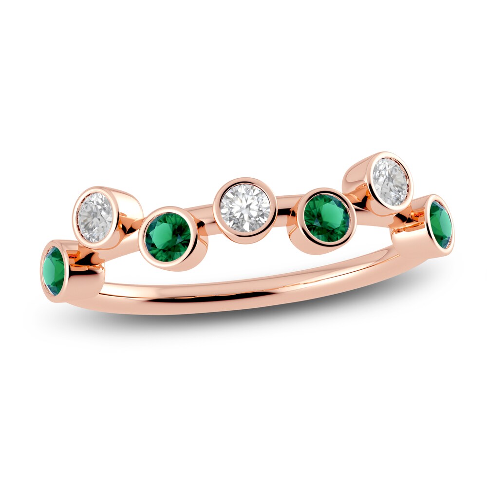 Juliette Maison Natural Emerald & Natural White Sapphire Ring 10K Rose Gold 7fzJ2Yro
