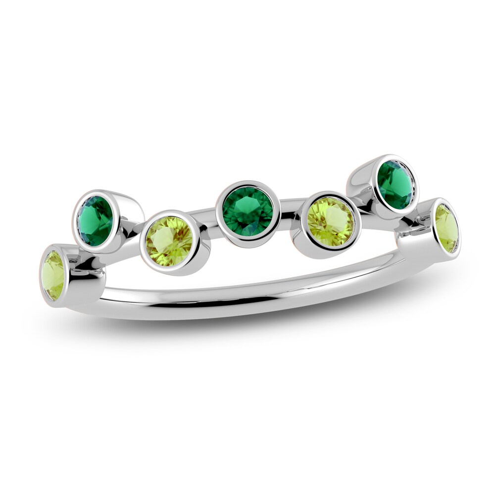 Juliette Maison Natural Emerald & Natural Peridot Ring 10K White Gold 7kA4VgCJ