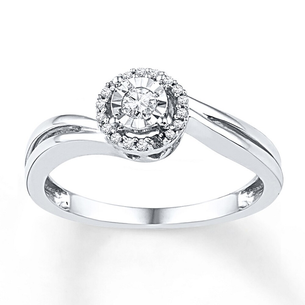 Diamond Promise Ring 1/8 ct tw Round-cut Sterling Silver 7kLHEbMu
