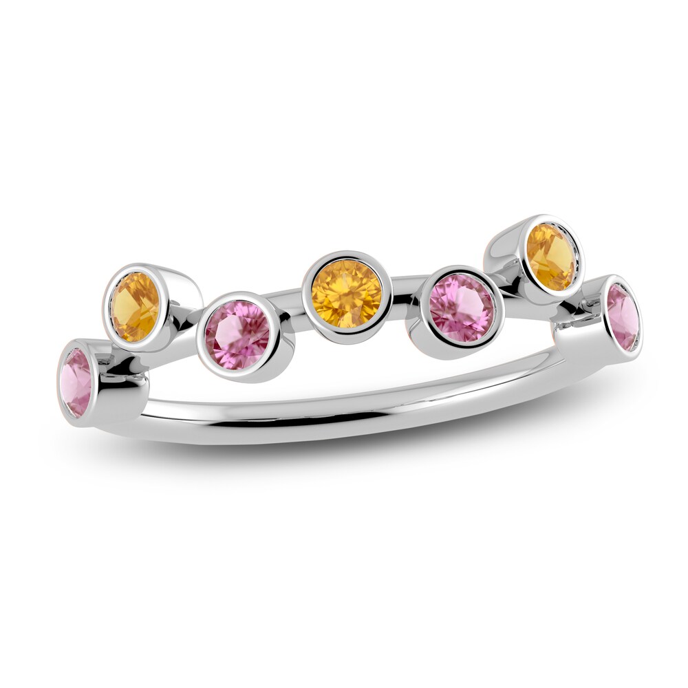 Juliette Maison Natural Pink Tourmaline & Natural Citrine Ring 10K White Gold 7owkpzY8