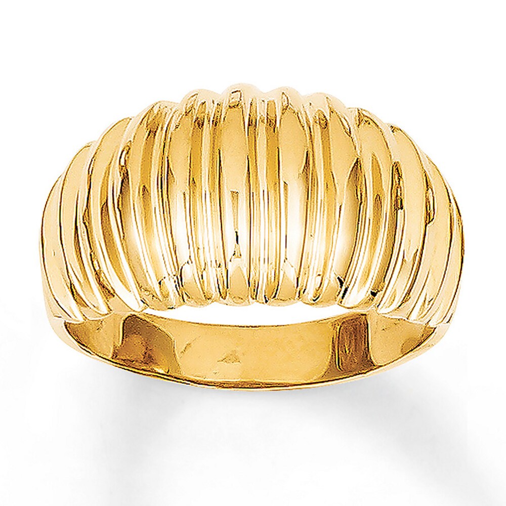Ribbed Dome Ring 14K Yellow Gold 8010cSU7