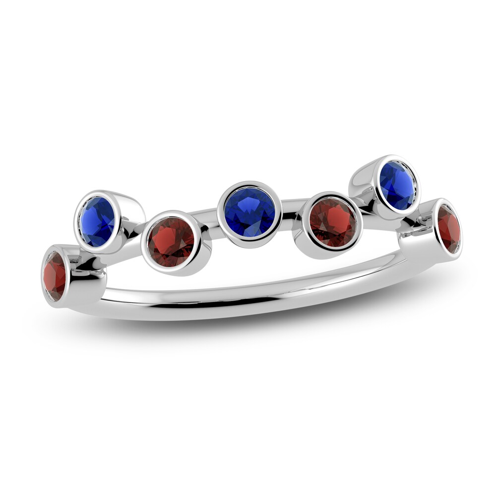 Juliette Maison Natural Garnet & Natural Blue Sapphire Ring 10K White Gold 82SdAw4K