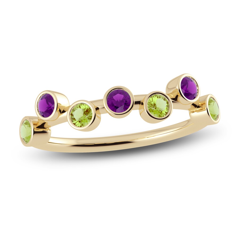 Juliette Maison Natural Peridot & Natural Amethyst Ring 10K Yellow Gold 82uIozJX