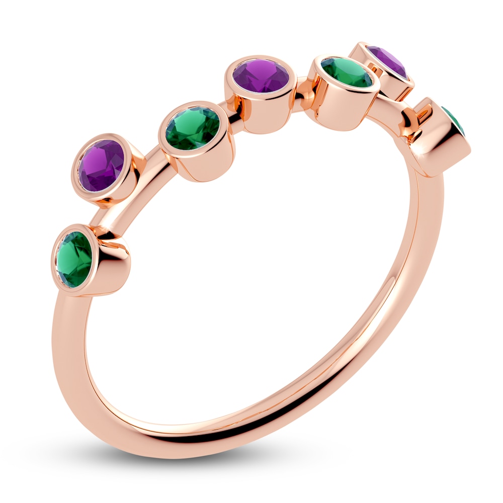 Juliette Maison Natural Amethyst & Natural Emerald Ring 10K Rose Gold 85Vk0z2d