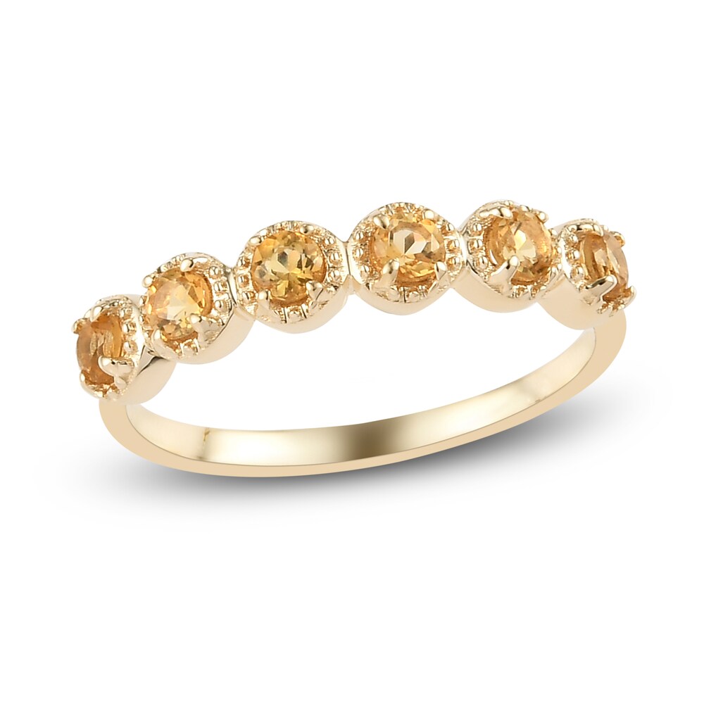 Natural Citrine Anniversary Ring 14K Yellow Gold 87suIgK3