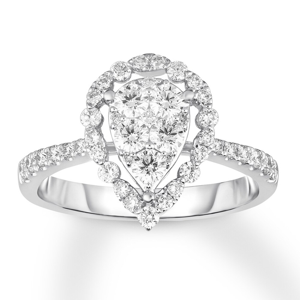 Diamond Ring 7/8 ct tw Round-cut 14K White Gold 8FaQZWqS