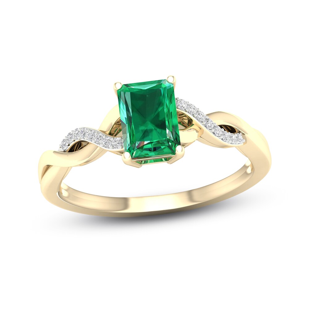 Natural Emerald Ring 1/20 ct tw Diamonds 10K Yellow Gold 8MrJQrkY