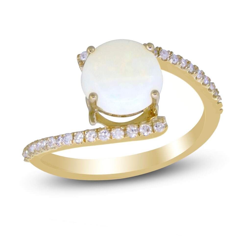 LALI Jewels Natural Opal Ring 1/5 ct tw Diamonds 14K Yellow Gold 8RKgjOtq