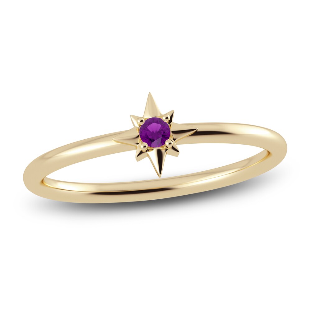 Juliette Maison Natural Amethyst Starburst Ring 10K Yellow Gold 8Uz0grYl