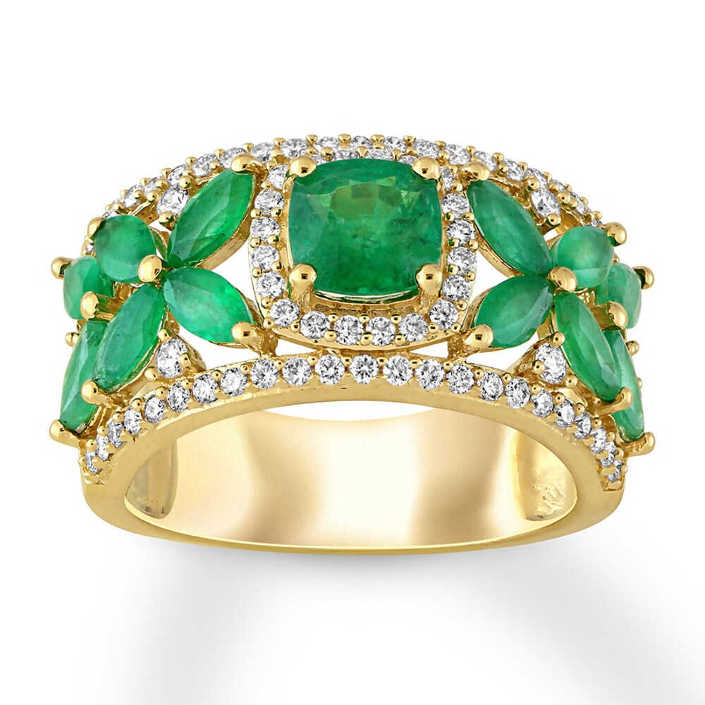 Natural Emerald Ring 1/2 carat tw Diamonds 14K Yellow Gold 8hKVpGvH