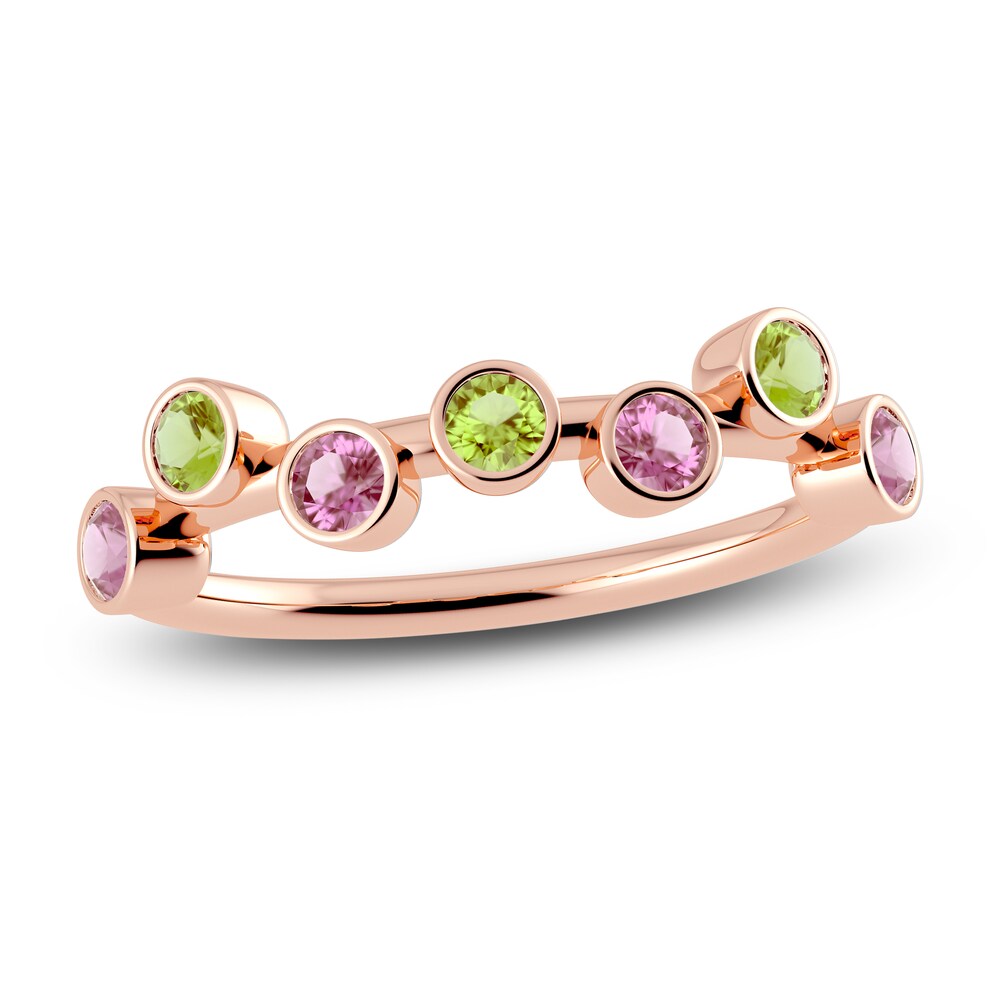 Juliette Maison Natural Peridot & Natural Pink Tourmaline Ring 10K Yellow Gold 8lqNtbmt