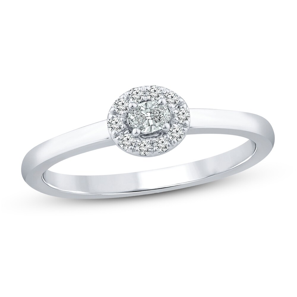 Diamond Ring 1/6 ct tw Oval/Round 10K White Gold 8uTgMqUv