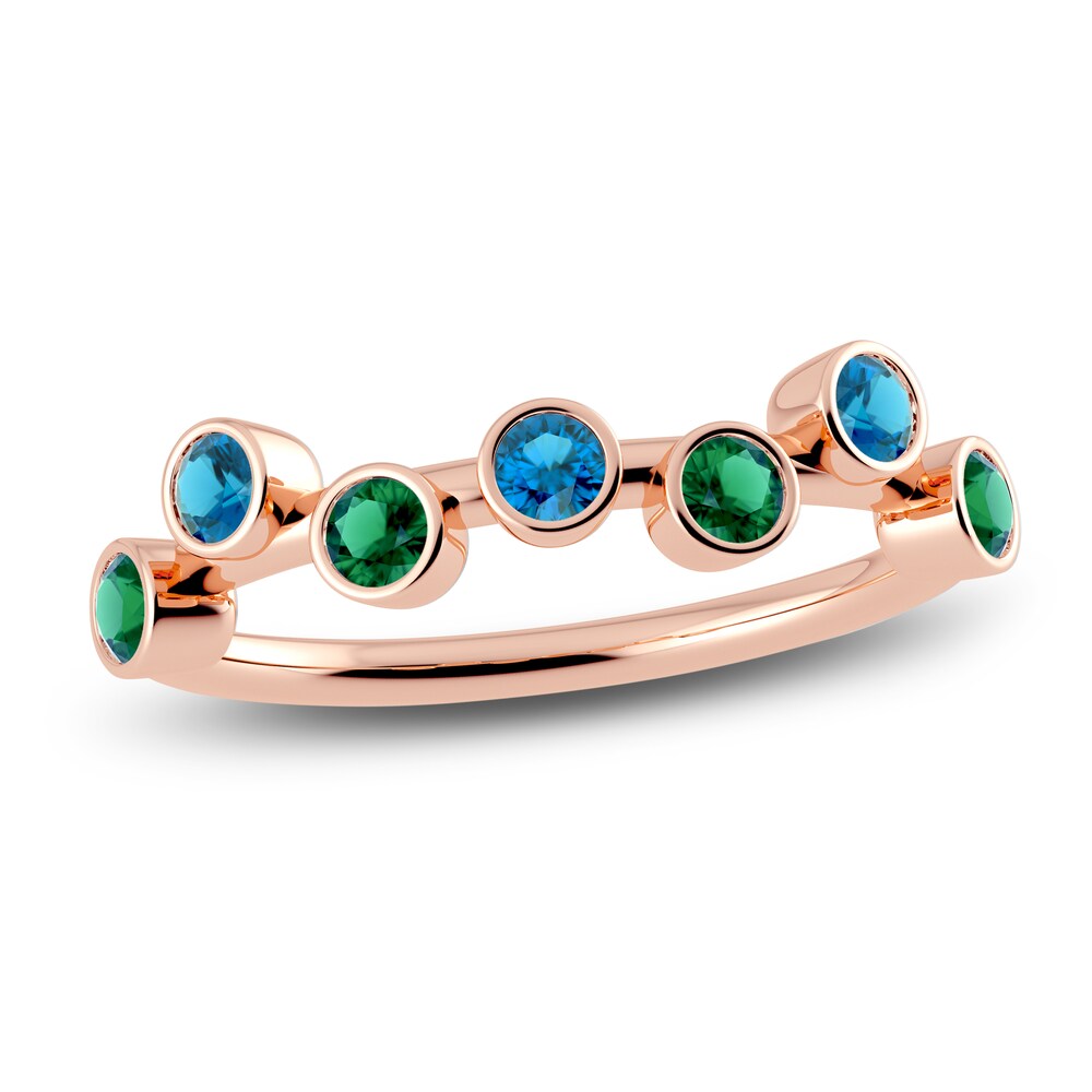 Juliette Maison Natural Blue Zircon & Natural Emerald Ring 10K Rose Gold 8vqR2dwX