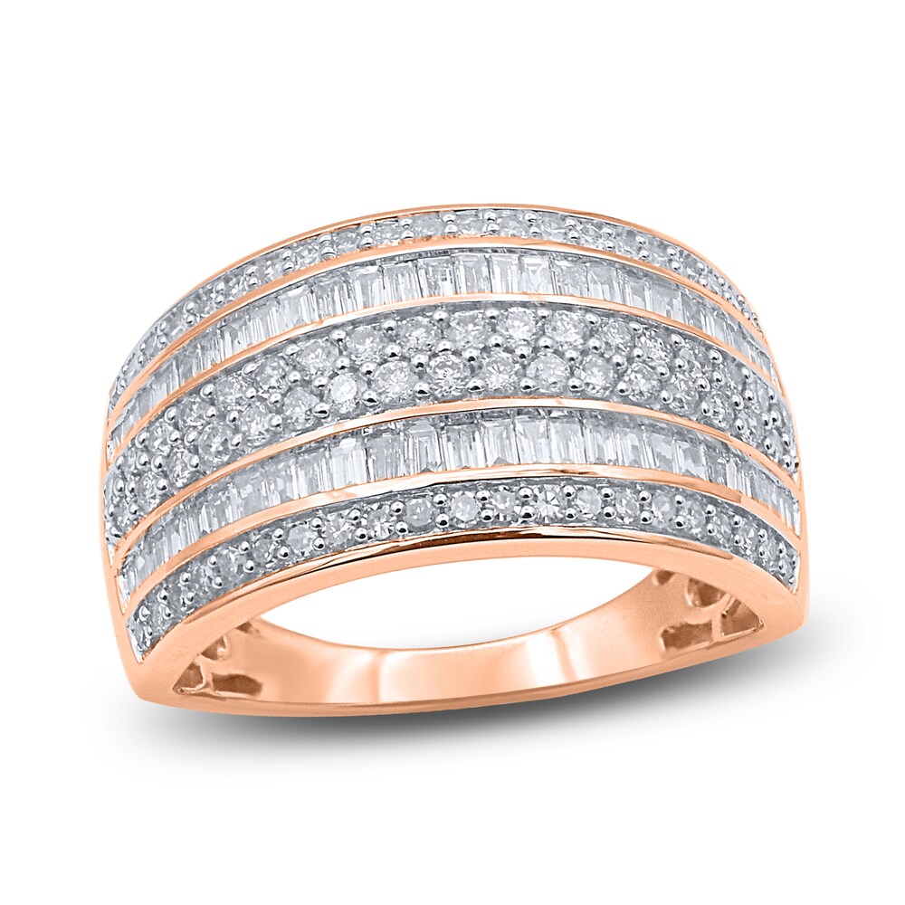 Diamond Multi-Row Anniversary Band 1 ct tw Round 14K Rose Gold 8wKRzpFh