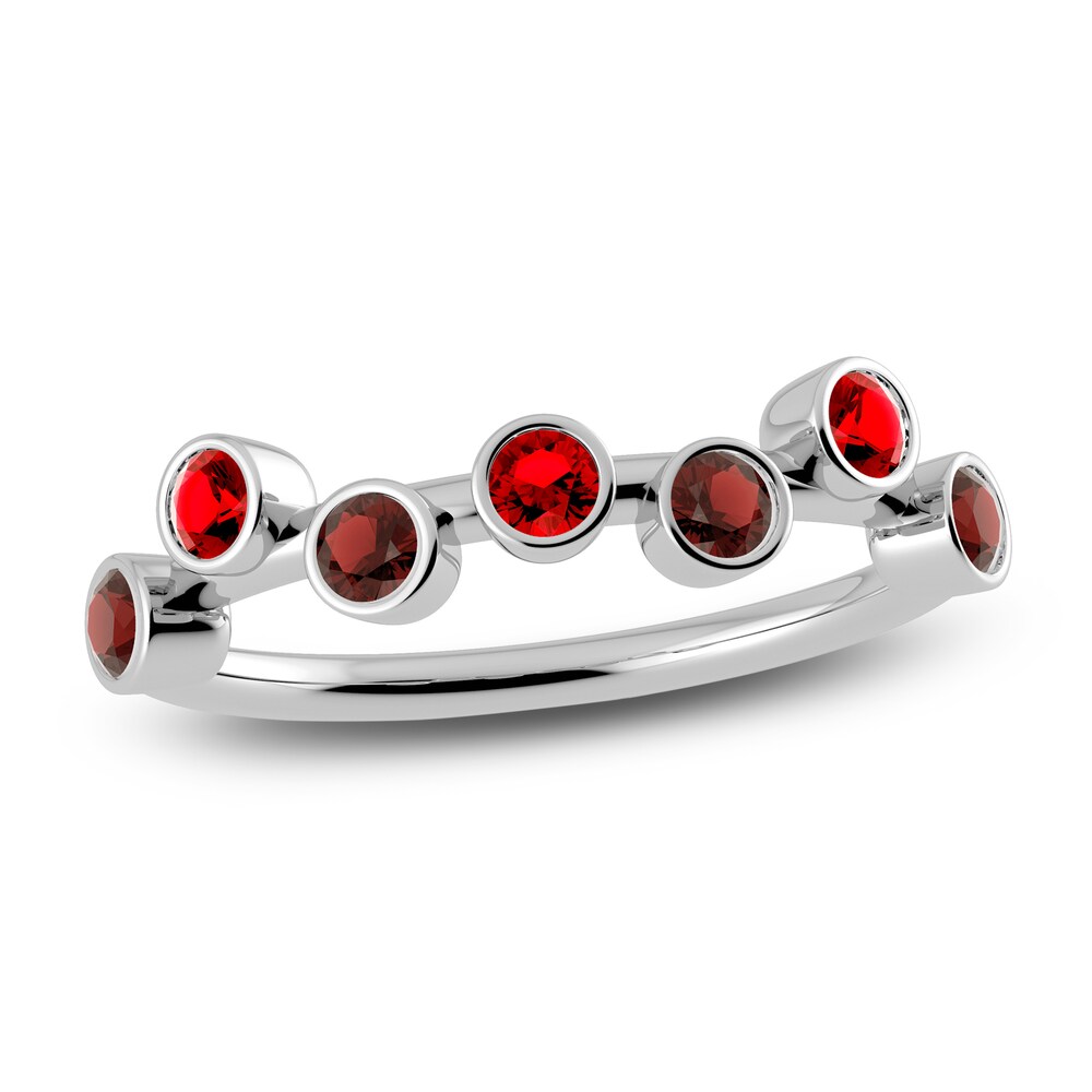 Juliette Maison Natural Ruby & Natural Garnet Ring 10K White Gold 94lpasNE