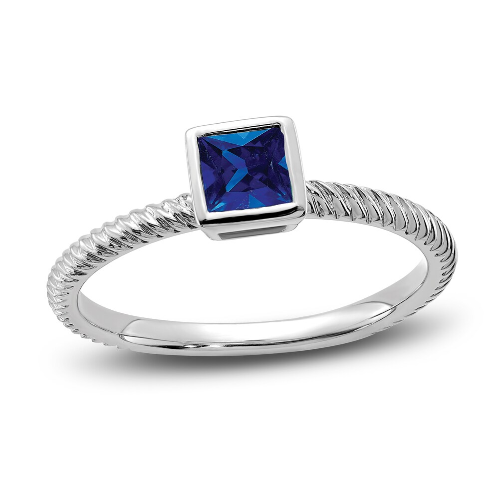 Natural Blue Sapphire Ring 14K White Gold 964s7ZLC