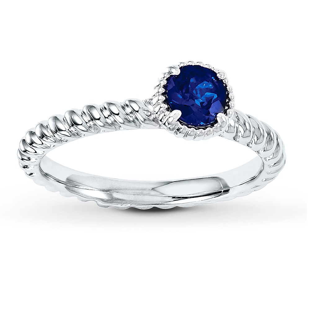 Stackable Ring Lab-Created Sapphire Sterling Silver 9ABeWhG7