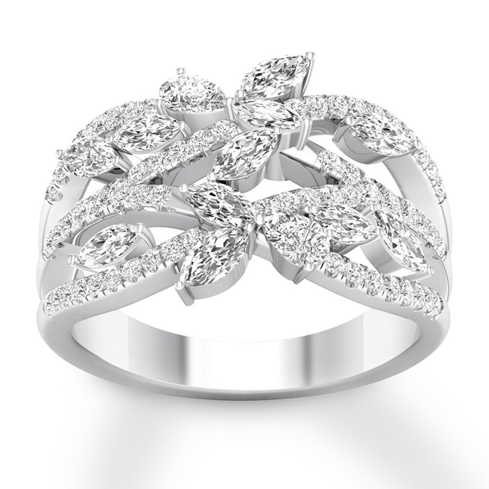 Diamond Ring 1-1/4 carats tw Round/Marquise/Pear-shaped 14K White Gold 9CoPgjPN