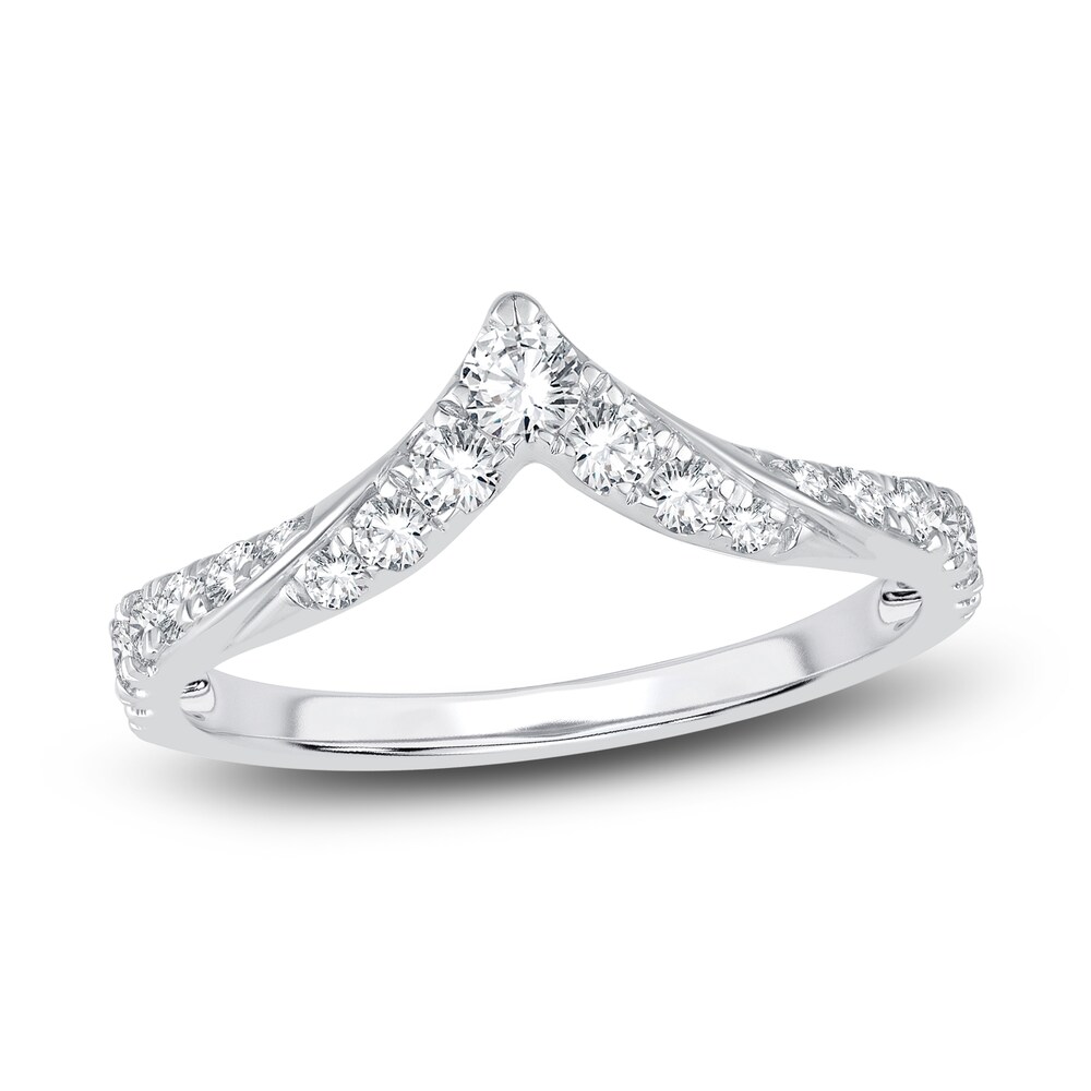 Diamond Chevron Anniversary Band 1/2 ct tw Round 14K White Gold 9JbXne6a