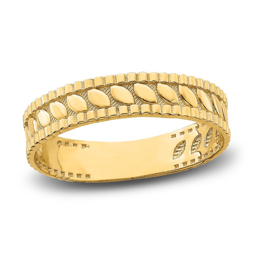 Engraved Leaf Ring 14K Yellow Gold 9PaNV1nc