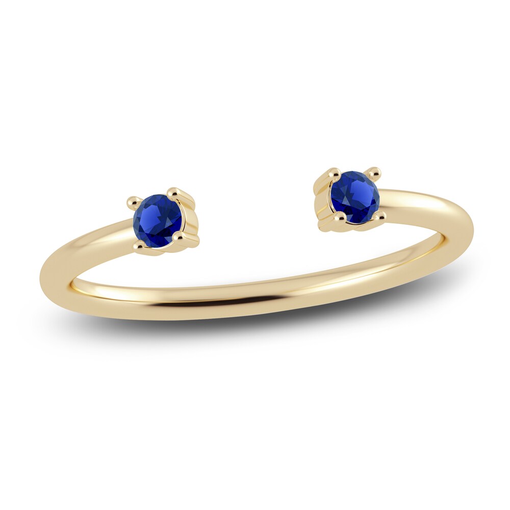 Juliette Maison Natural Blue Sapphire Cuff Ring 10K Yellow Gold 9SzRds8K