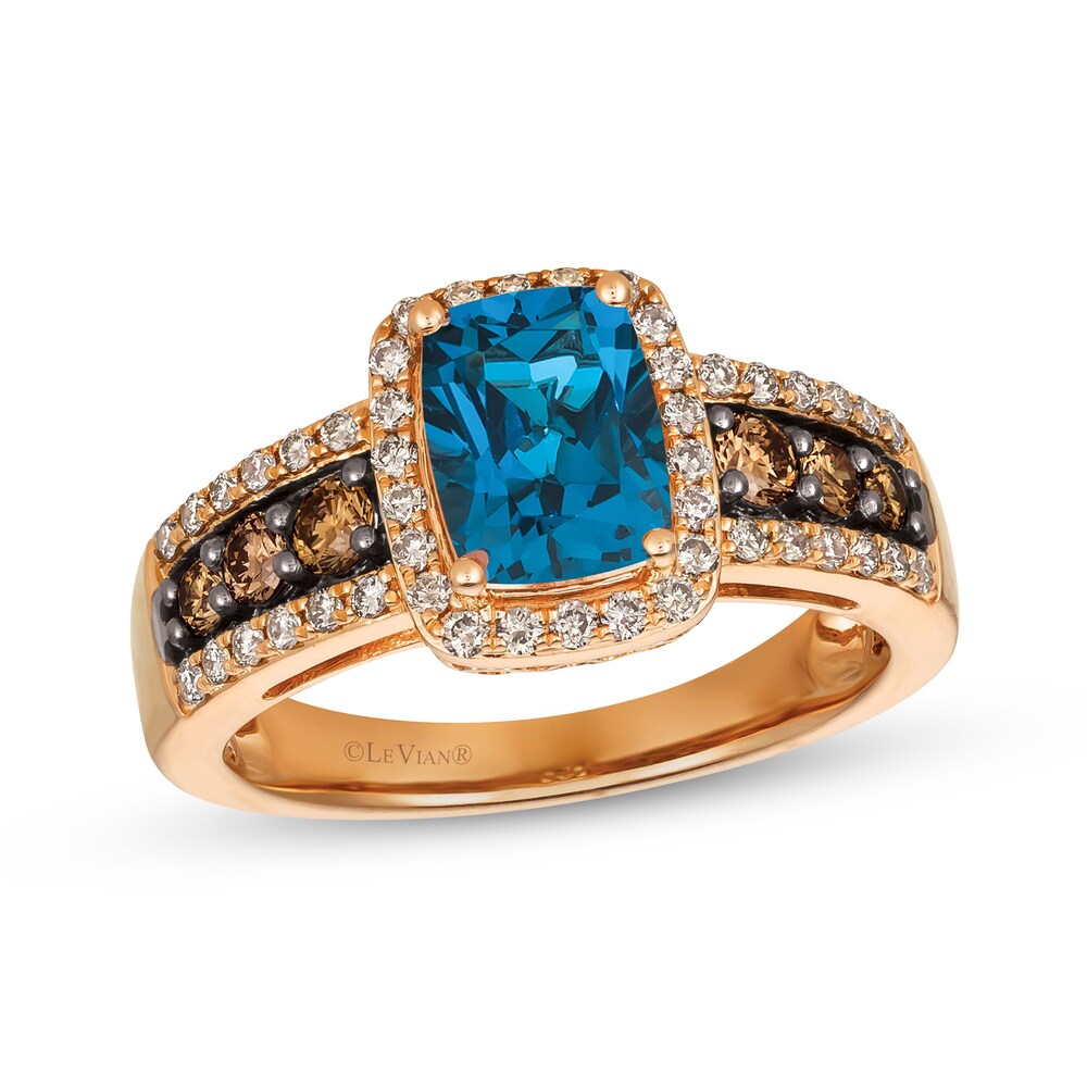 Le Vian Natural Blue Topaz Ring 5/8 ct tw Diamonds 14K Strawberry Gold 9VbCTioS