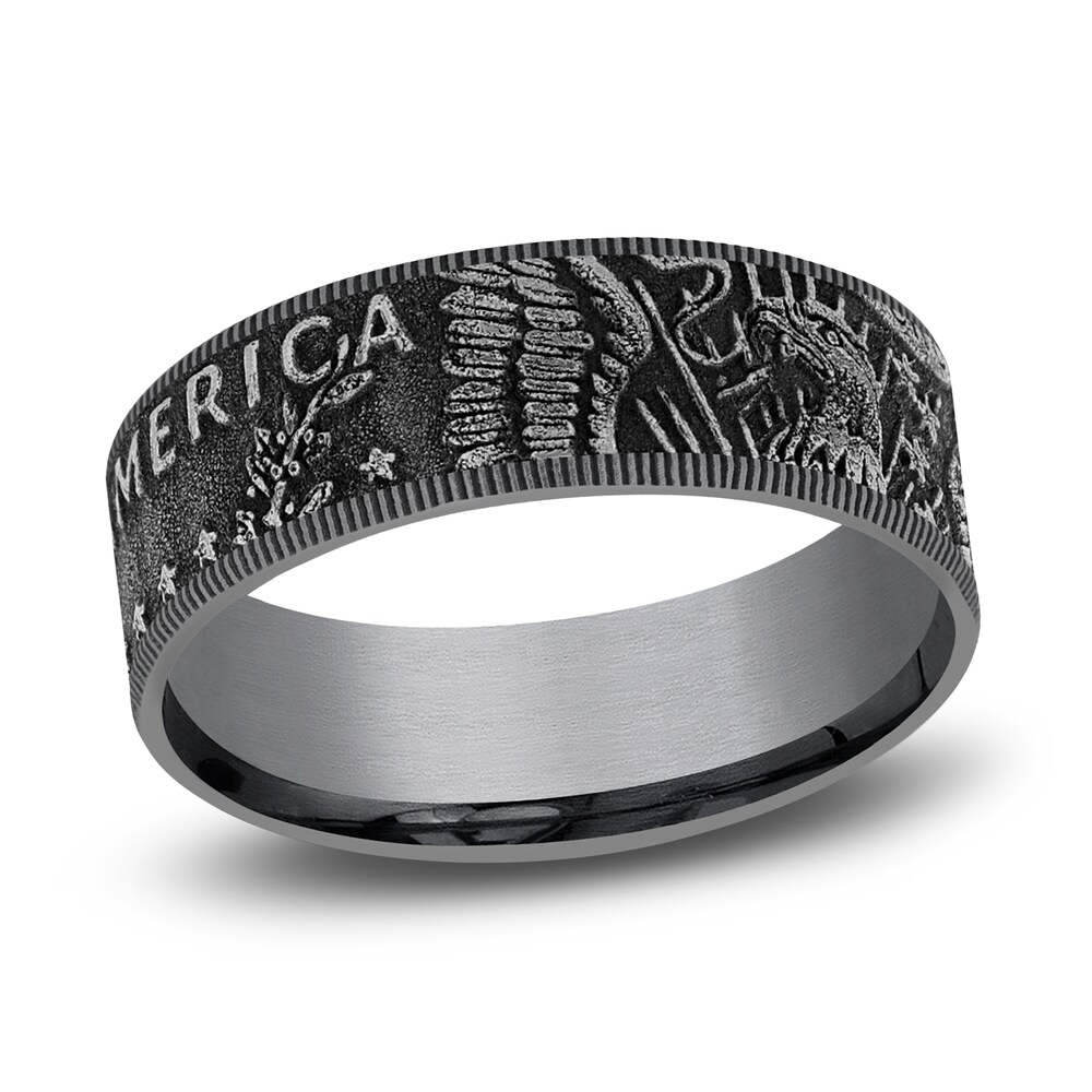 Coin Wedding Band Dark Tantalum 8mm 9adWwCiv