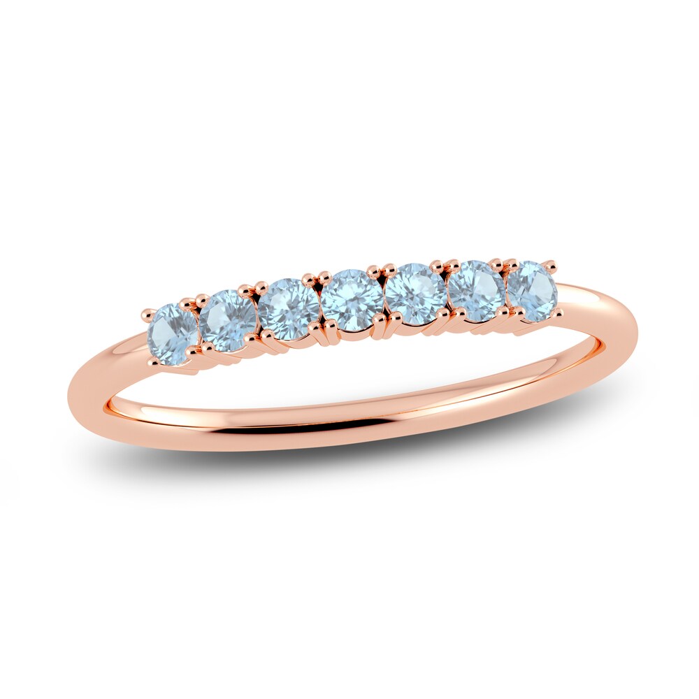 Juliette Maison Natural Aquamarine Half Eternity Ring 10K Rose Gold 9ai6V6vy