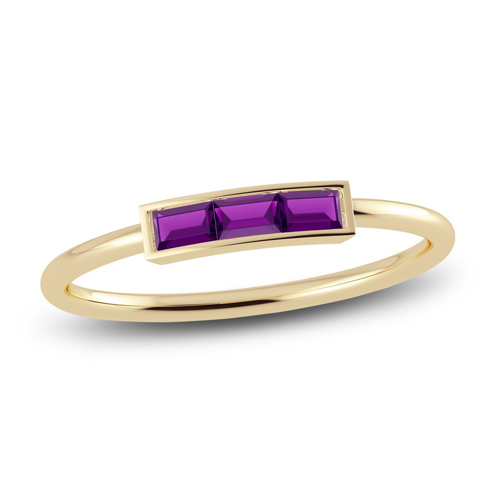 Juliette Maison Natural Amethyst Baguette Bar Ring 10K Yellow Gold 9lUI1724