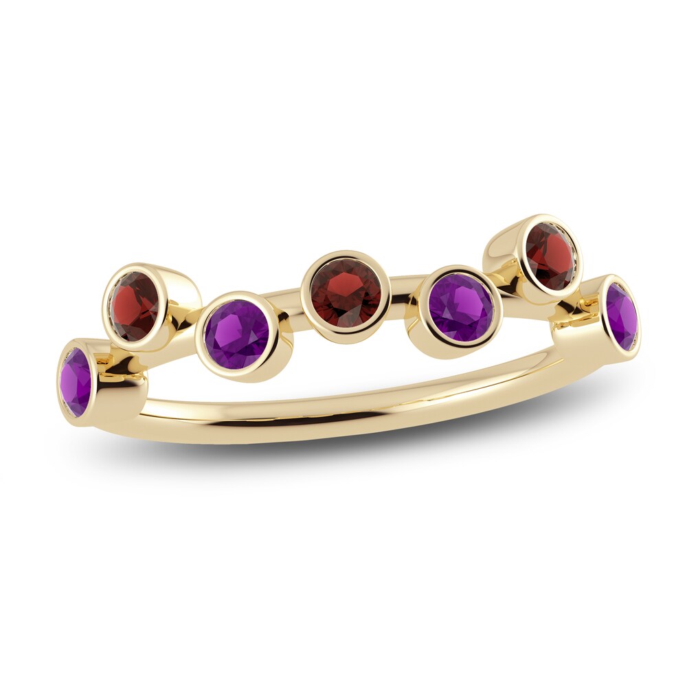 Juliette Maison Natural Amethyst & Natural Garnet Ring 10K Yellow Gold 9m1GT1UA