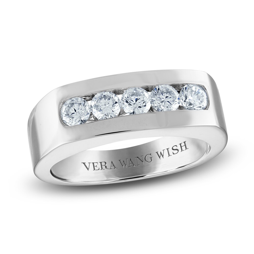 Vera Wang WISH Men's Lab-Created Diamond Anniversary Band 1 ct tw Round 14K White Gold 9sQvS06D