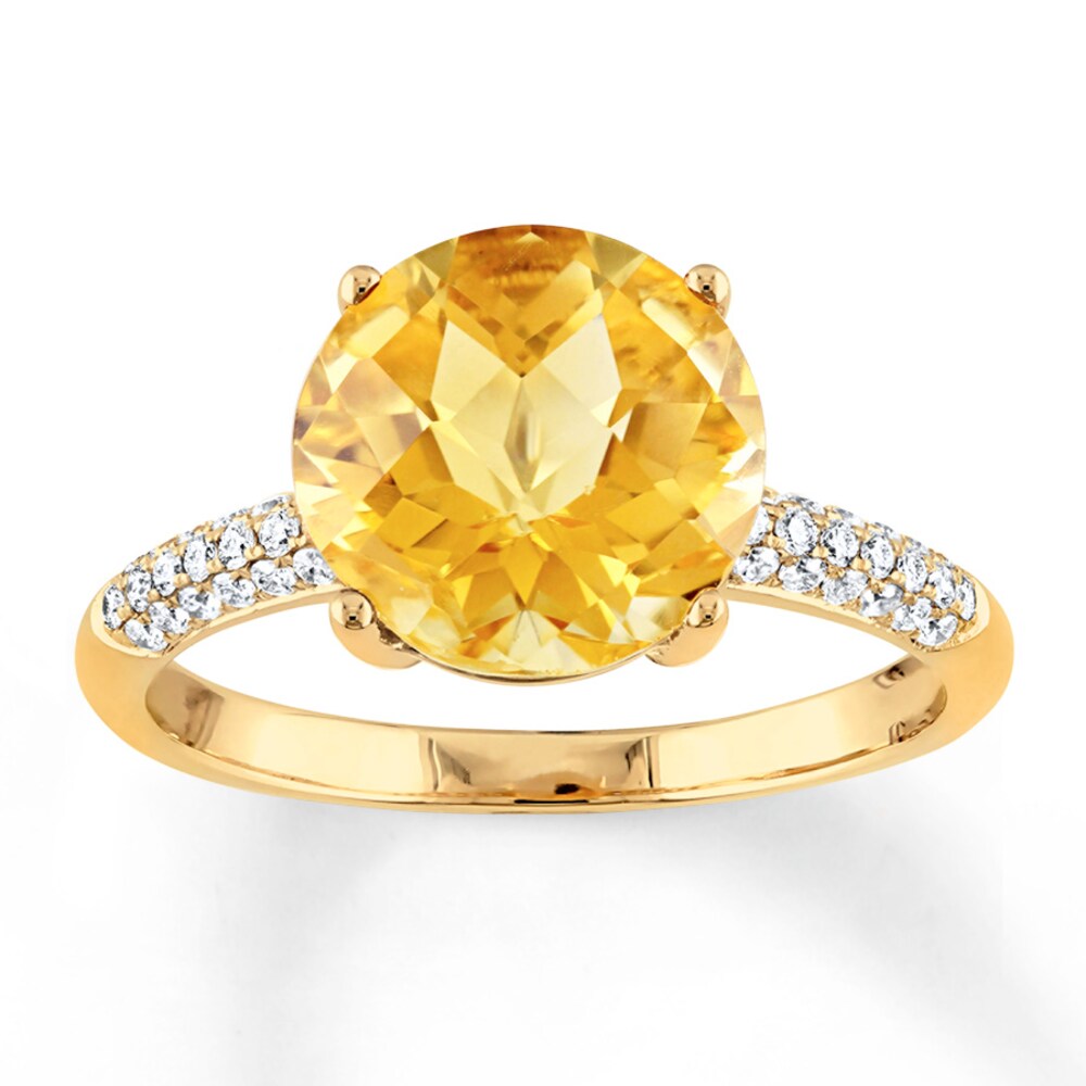 Citrine Ring 1/5 ct tw Diamonds 14K Yellow Gold A2c4L78F