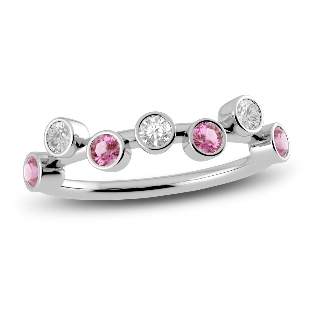 Juliette Maison Natural White Sapphire & Natural Pink Tourmaline Ring 10K White Gold A5tp6ODf