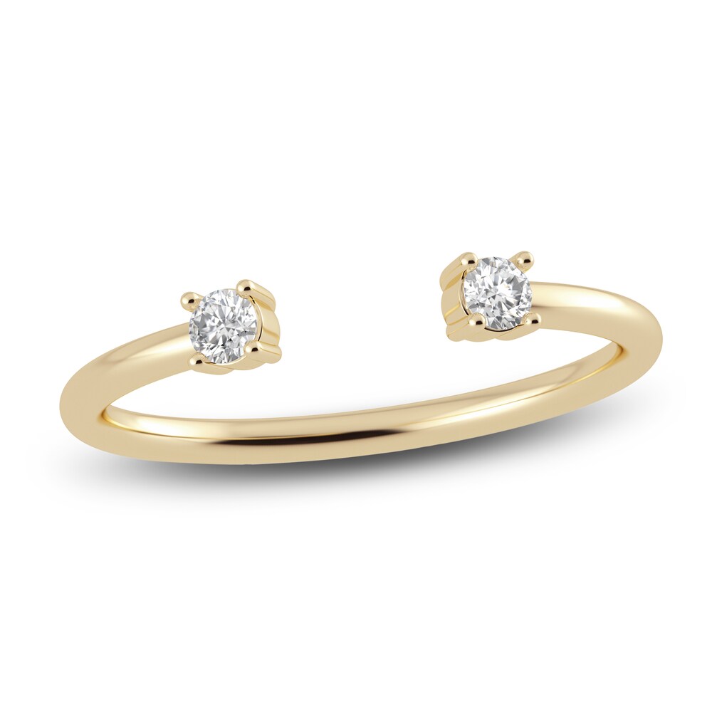 Juliette Maison Natural White Sapphire Cuff Ring 10K Yellow Gold A79nbbnZ