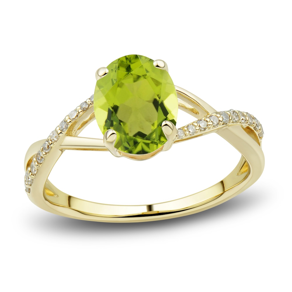 Natural Peridot Ring, Earring & Necklace Set 1/5 ct tw Emerald 10K Yellow Gold AKXy3o2A