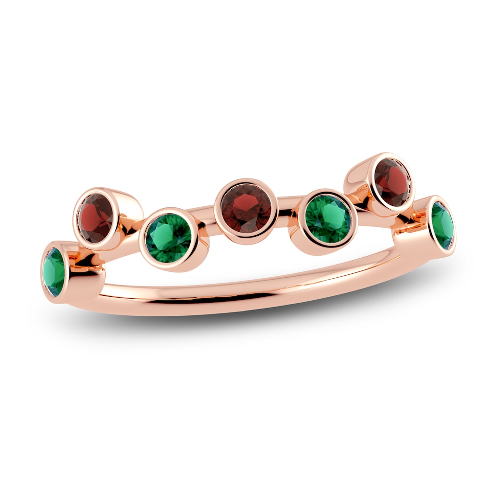 Juliette Maison Natural Emerald & Natural Garnet Ring 10K Rose Gold AL7Gm6QQ