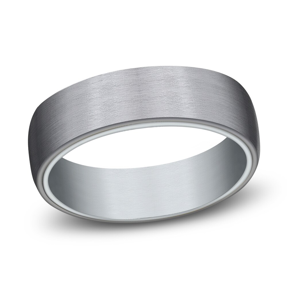 Wedding Band 14K White Gold/Gray Tantalum 6.5mm ATkxG6ZX