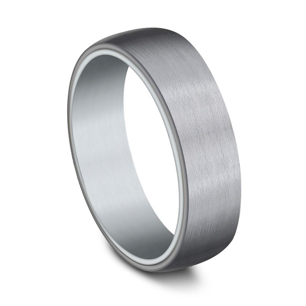 Wedding Band 14K White Gold/Gray Tantalum 6.5mm ATkxG6ZX