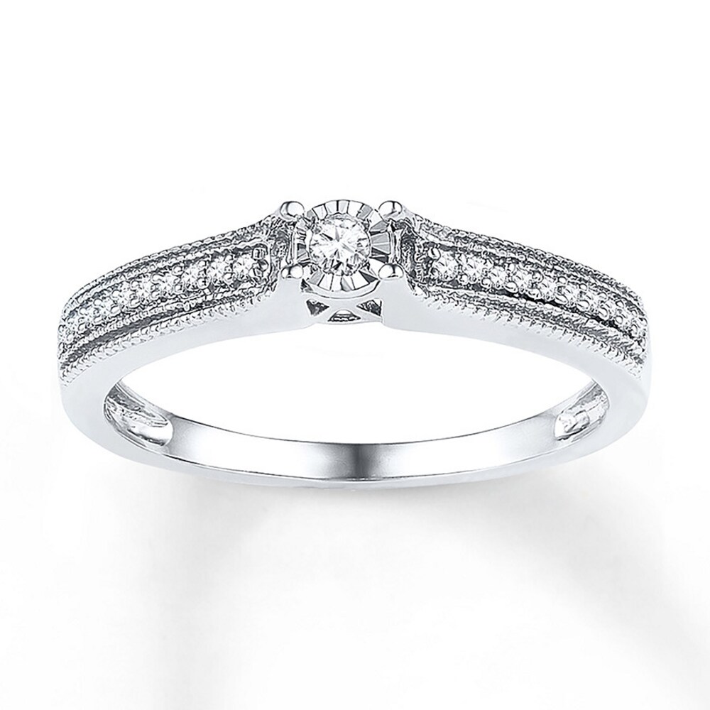 Diamond Promise Ring 1/8 ct tw Round-cut Sterling Silver AURWh9Ki