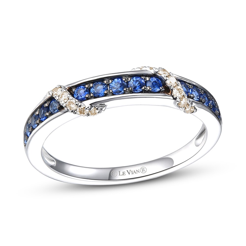 Le Vian Natural Blue Sapphire Ring 1/10 ct tw Diamonds 14K Vanilla Gold AVK6iy5q