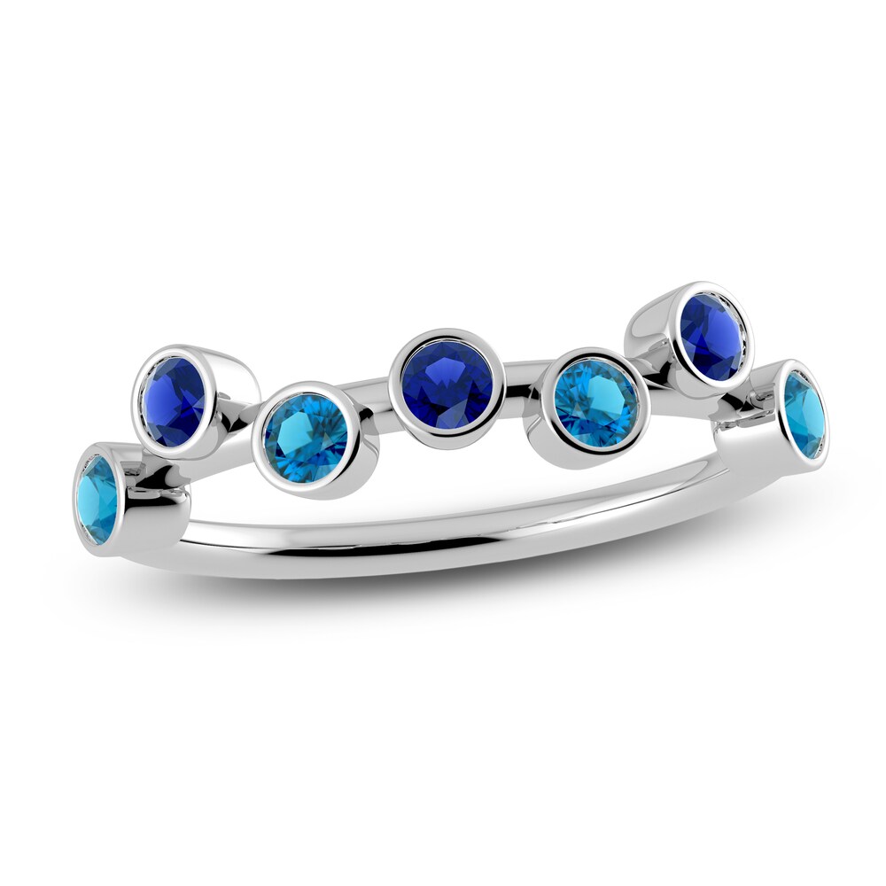 Juliette Maison Natural Blue Zircon & Natural Blue Sapphire Ring 10K White Gold AgfHkAUi