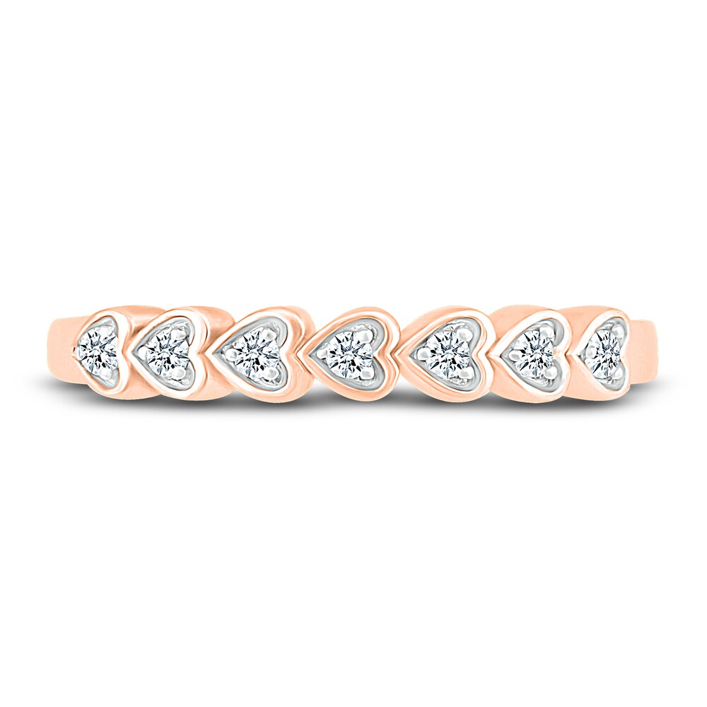 Diamond Heart Anniversary Band 1/10 ct tw Round 14K Rose Gold AjFB7cMT