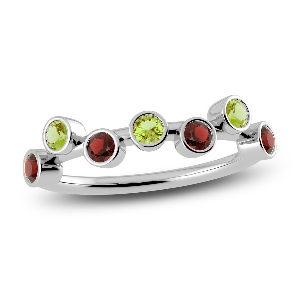 Juliette Maison Natural Peridot & Natural Garnet Ring 10K White Gold Am5jE26B