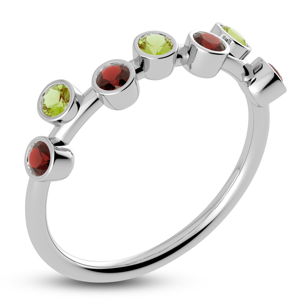 Juliette Maison Natural Peridot & Natural Garnet Ring 10K White Gold Am5jE26B